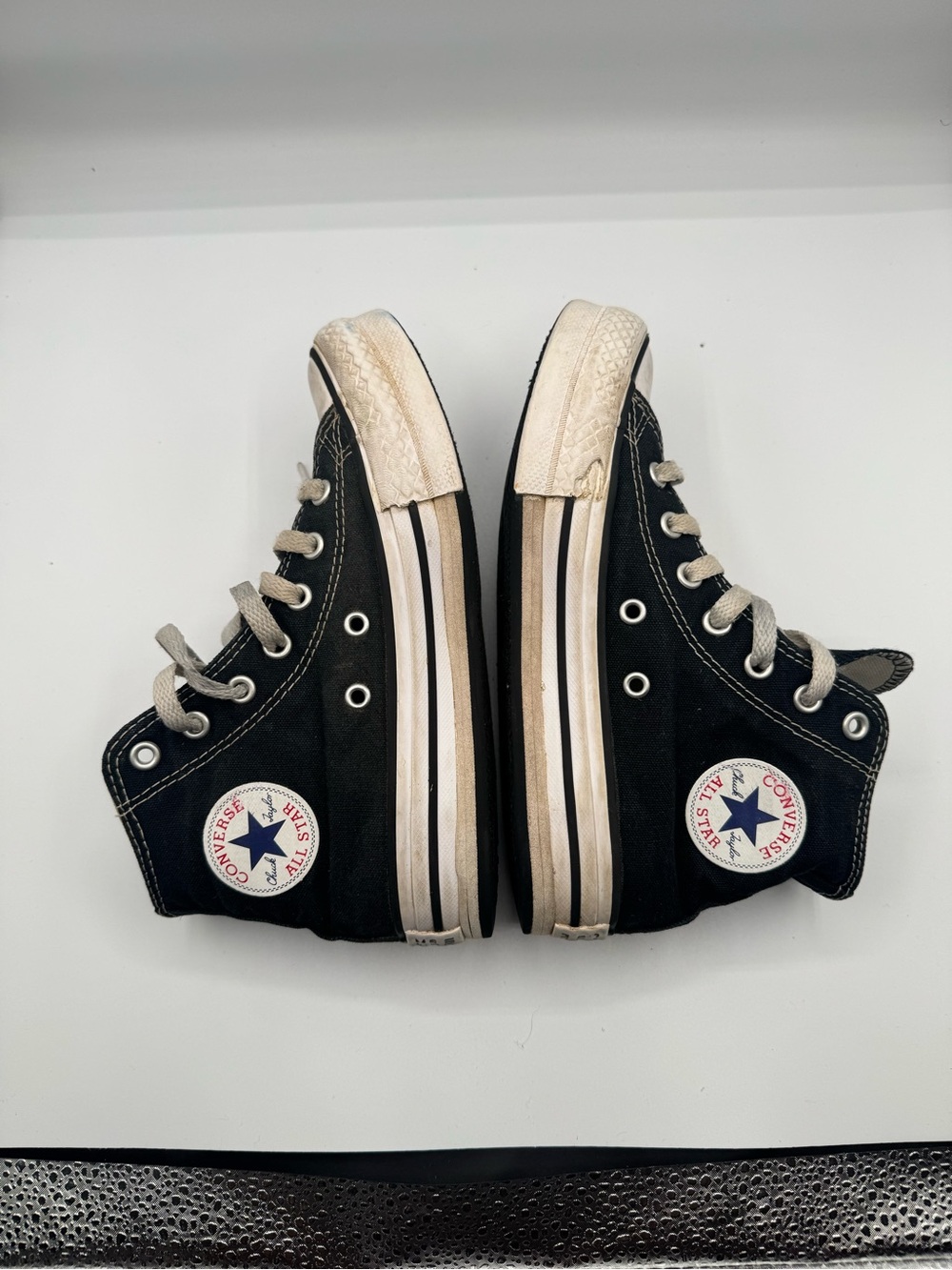 Converse Black Kids High Top Sneakers with Off-White Accents